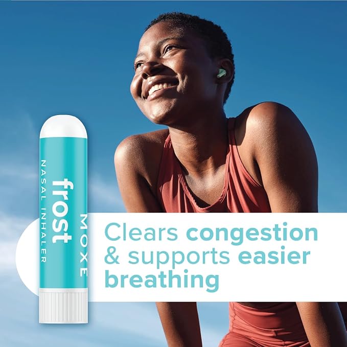 MOXE Frost - Energizing Aromatherapy Nasal Inhaler - Alleviate Headaches, Boost Focus & Energy - Cooling Sinus Blaster - Includes Peppermint, Eucalyptus, & Wintergreen Essential Oils - USA (1-Pack)