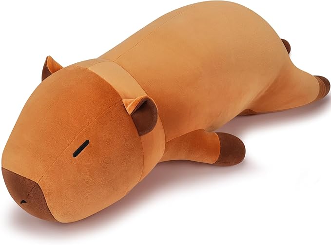Auspicious beginning 19'' Large Capybara Plush Stuffed Animal- Cute Capybara Plush Pillow Plushies, Big Sleeping Hugging Stuffed Animal, Cute Body Pillow Birthday Gifts for Kids Girls Boys