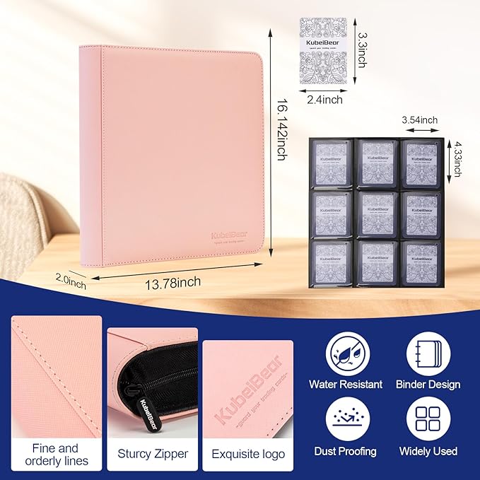 Toploader Binder – 360 Capacity, Zippered Trading Card Holder for MTG, Sports & Collectible Cards – Acid-Free, Durable & Travel-Friendly Storage (Pink dots, Toploader Binder)