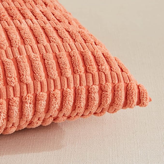 Fancy Homi 4 Packs Decorative Throw Pillow Covers for Living Room Couch Bed, Modern Farmhouse Boho Home Décor Accent Cushion Case, 26" x 26", Coral