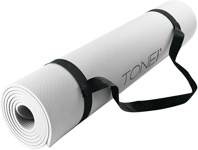 TONE Fitness Yoga Mat 1/4" Thick Non Slip Exercise & Pilates Mat for Home Workouts with Carrying Strap | Multiple Options