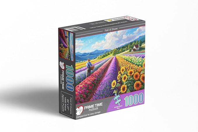 Country Cottage Flower Farm in The Mountains - Prime Time Puzzles 1000 Piece Jigsaw Puzzle for Adults - Sunflowers and Colorful Floral Rows - Challenging Puzzle Perfect for Game Nights - 20x27 inch