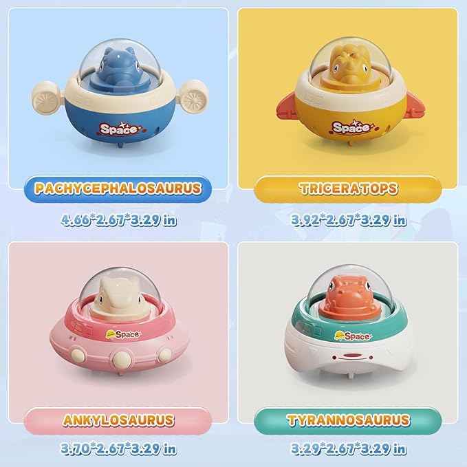 Dinosaur Toy Cars for Toddlers 1-3,4Pack Press and Go Cars Baby Toys 6-12-18 Months,1 Year Old Boy Toys Dino Car,Infant Car Toys for Ages 0-2,1st Birthday Gifts for 1 Year Old Boy