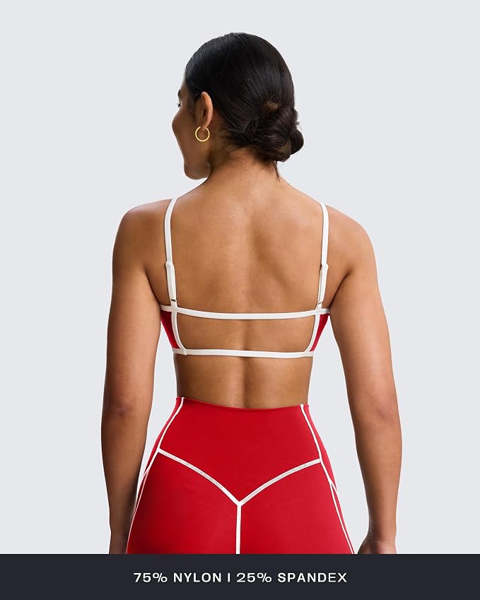 Aoxjox Women's Color Block Workout Sports Bras Fitness Lexi Lined Strappy Bra Athletic Yoga Crop Tank