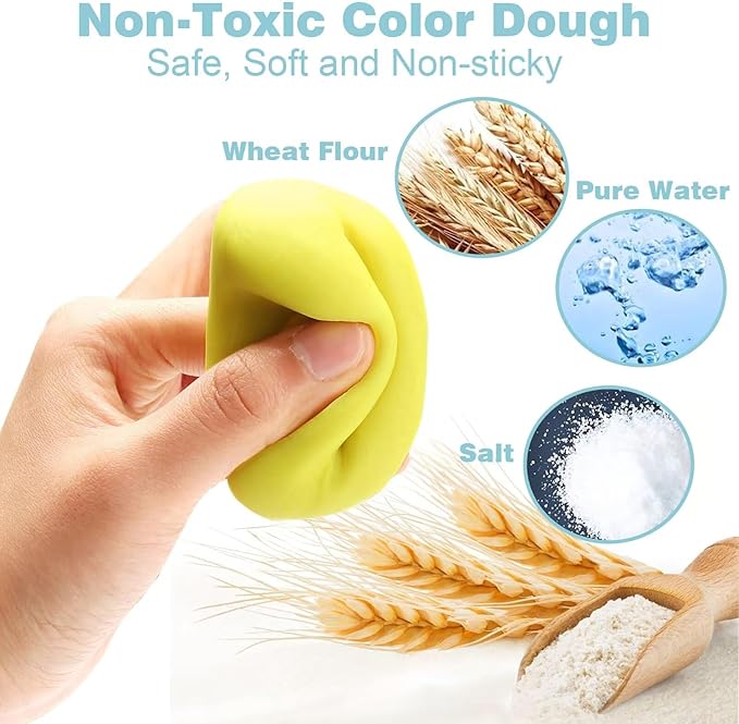 Unleash Creativity with 18 Unique Dino and Animal Molds Dough Toys Dough Accessories Set Whit 15 .Ideal as a Gift for Kids Aged 3-4-8 Years