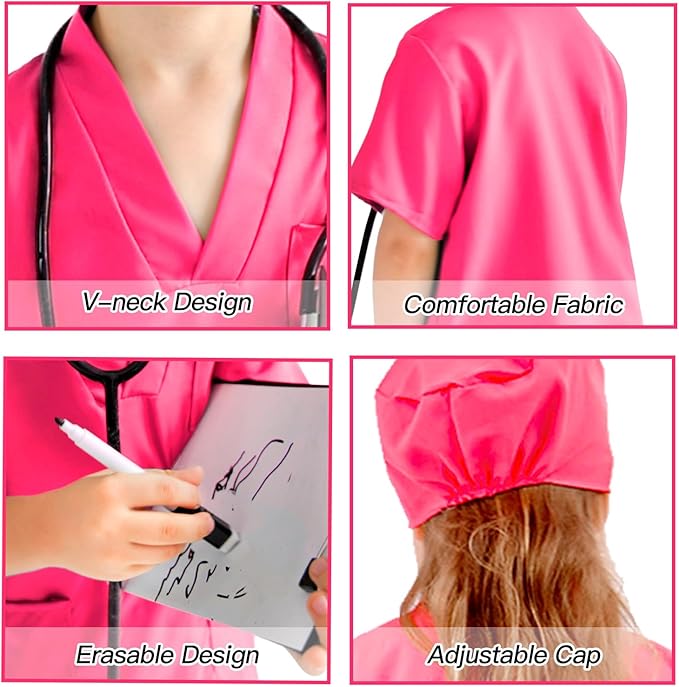 Liberry Doctor Costumes for Kids, Toddler Dress Up Clothes with Real Stethoscope, Halloween Pretend Play Gift for Girls