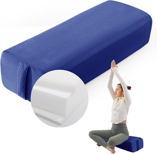MABOZOO Yoga Bolster Pillow, Triple-Layer Sponge Rectangular Yoga Bolster with Carry Handle Meditation Pillow with Washable Cover for Restorative, Meditation