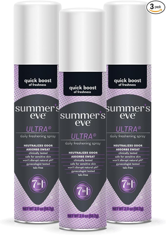 Summer's Eve Ultra Feminine Spray, Daily Body Spray for Women, Feminine Care that Neutralizes & Reduces Body Odor, Gynecologist-Tested, 2 oz, 3 Pack