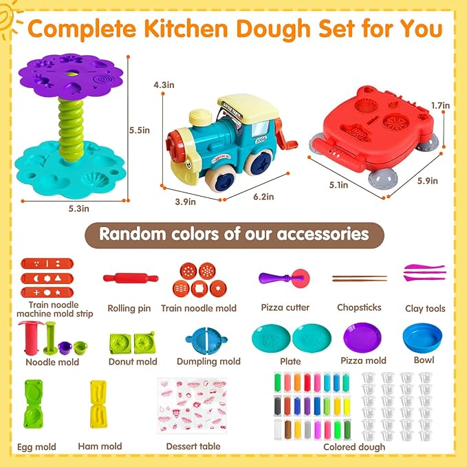 EagleGrove Dough Sets for Kids Ages 4-8 Arts and Crafts for Kids 4 5 6 7 8 9 10 Year Old Toddlers, Dough Kitchen Creations Kits with Clay & Food Molds, Gifts for Girls Boys for Christmas Birthday