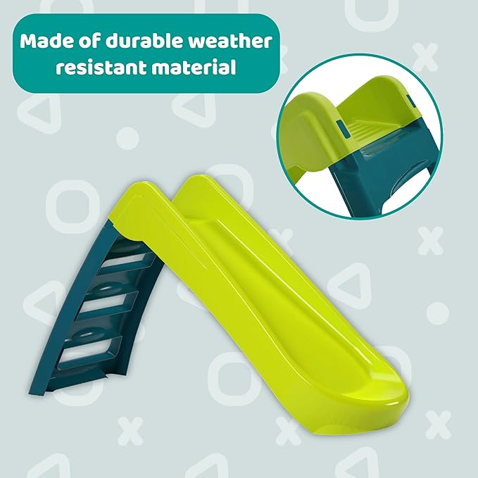 Fun N Fold Slide for Kids – Indoor or Outdoor Playset with Wide Steps and Smooth Sliding Surface for Safe Active Play – Lightweight Portable Activity Toy for Boys and Girls, Ages 18 Months+