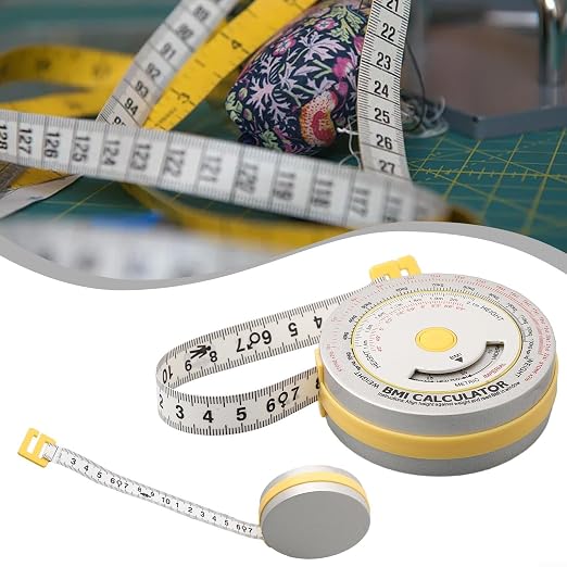 BMI Body Mass Index Tape Measure, Retractable Design with Lock Button, Plastic Material for Diet Fitness Tracking, 150cm/200cm Options(yellow)