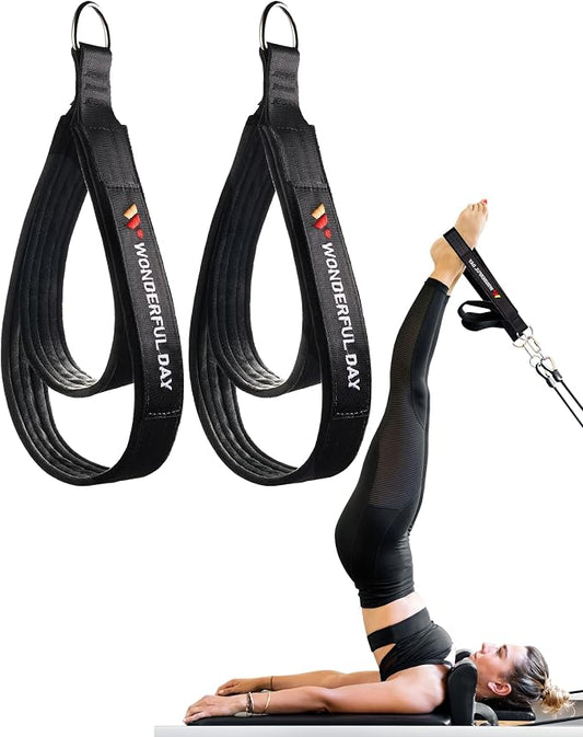Wonderful Day 2PCS Pilates Straps for Reformer, Comfortable Enhanced Thickness, Fitness Pilates Double Loop Exercise Straps for Home Gym Workout
