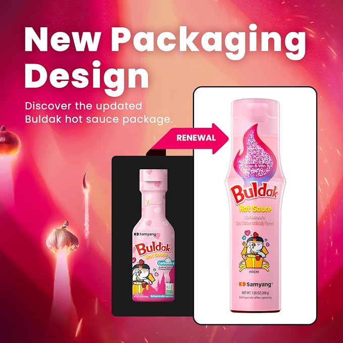 Buldak Carbonara Korean Creamy Spicy Hot Chicken Sauce, 5.57 oz 2-Pack | Creamy Pink Sauce heat in a bottle; Drizzle on pizza, pasta, wings, or fried chicken; Easy squeeze condiment; for daily use