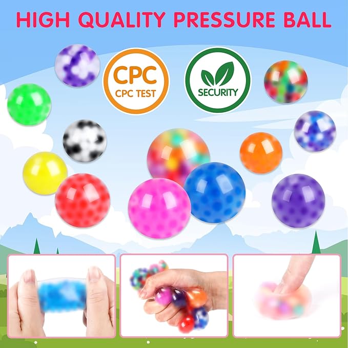 36 Pack Squishy Ball, Stress Balls Bulk for Adults, Mini Stress Balls, Anti-Anxiety and Fidget Balls to Relax, Birthday Gifts, Goodie Bag Stuffers