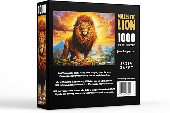 Challenging Jigsaw Puzzle for Adults and Families - 1000 Pieces - Majestic Lion - Jazen Happy - 27x20 inch - Poster Included Puzzle