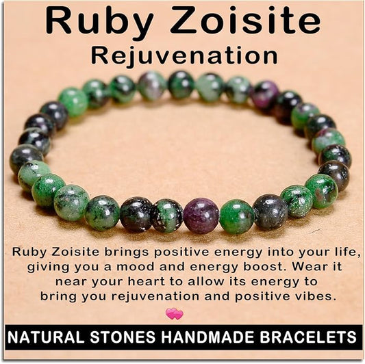 AD Beads Handmade Gemstone Stretch Elastic Bracelet Crystal Healing Reiki Nature's Beauty and Spiritual Essence Unisex