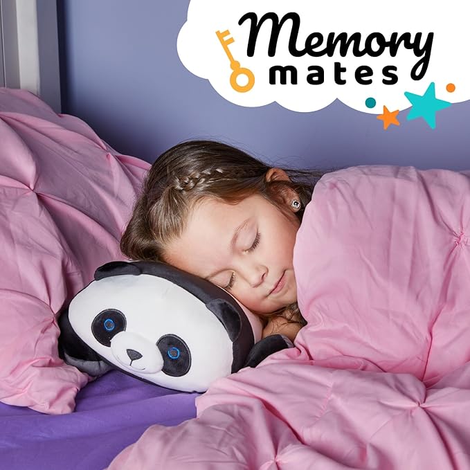 Cuddly Memory Foam Pillow Plush with Belly Pocket, Kids Pillow for Hugging Sleeping & Storing Diary, 15” Stuffed Animal & Journal Set - Booski The Panda