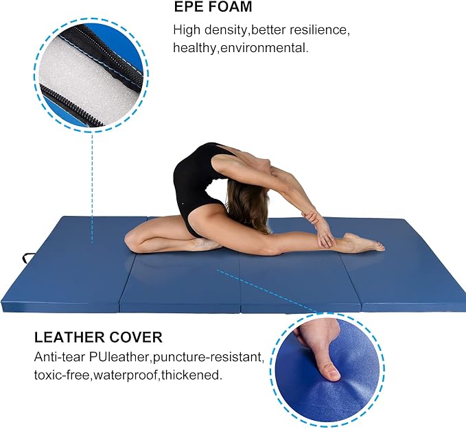 Polar Aurora 4'x10'x2 Thick Folding Gymnastics Exercise Mat Aerobics Stretching Yoga Mats