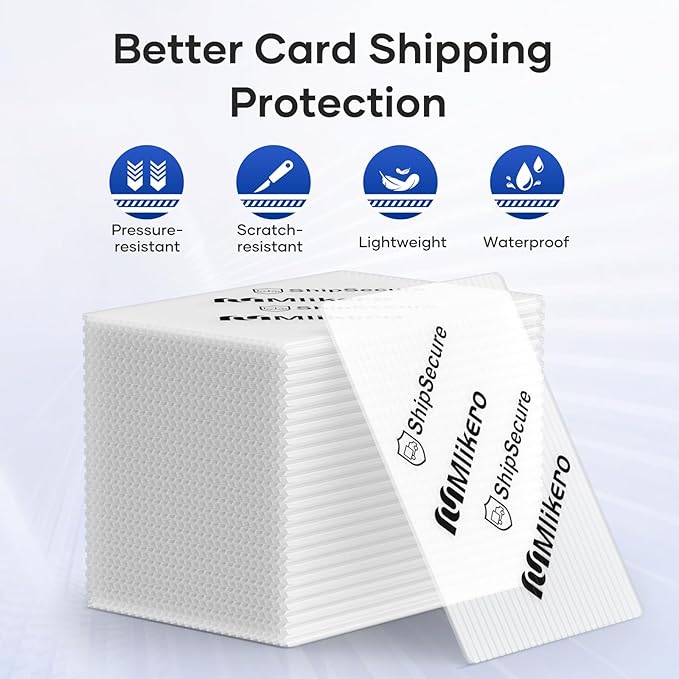 120 Pack Trading Card Shipping Protectors, 4'' x 6'' Plastic Card Protector with Protective Sleeves and Tape Rolls Fit for PSA Graded Cards