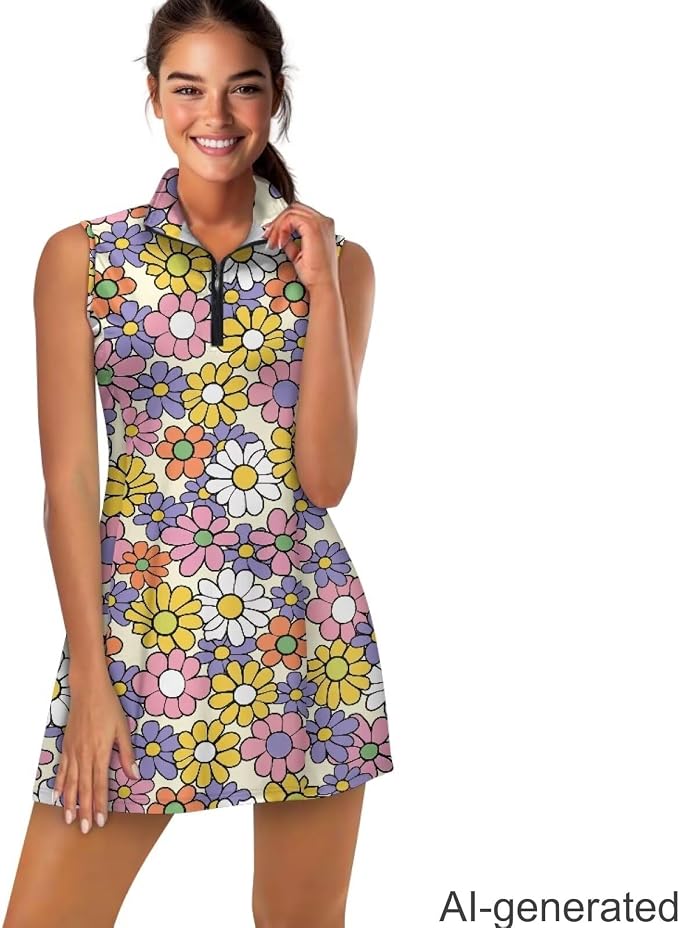 Golf Dress Tennis Dresses for Women with Built in Shorts and Pockets Sleeveless Athletic Dress Workout Dress