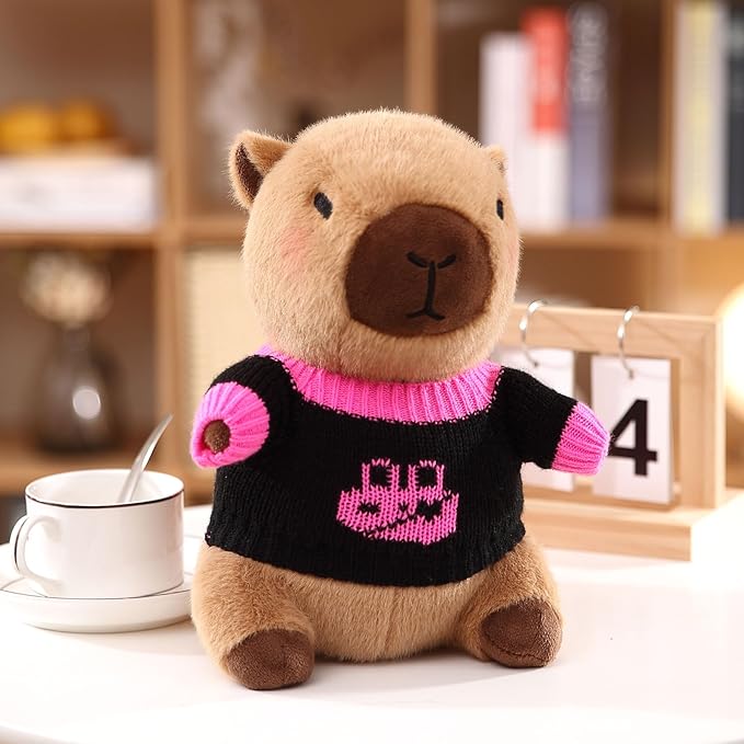 Capybara Plush with 9 pcs Clothes & Accessories, 10.2 in Cute Capybara Stuffed Animal Plush Toys, Dress Up Cute Plushies for Girls/Boys (Green)