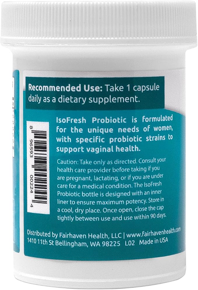 Fairhaven Health IsoFresh Vaginal Probiotics for Women | Supports Healthy pH Balance for Women and Vaginal Odor* | One Per Day | Lactobacillus Blend | Gluten Free Supplement | 30 Capsules