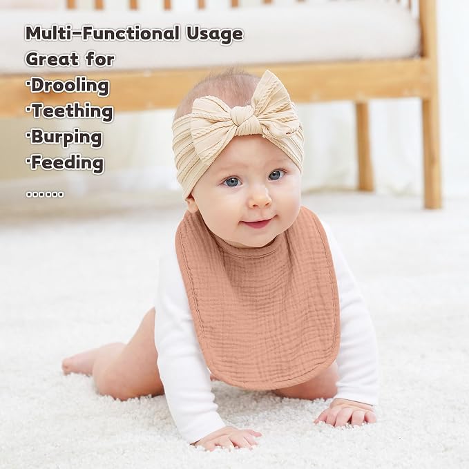 Susurration Muslin Baby Drool Bibs 6Pack Soft Square Adjustable Baby Bandana Bibs for Unisex Girls & Boys