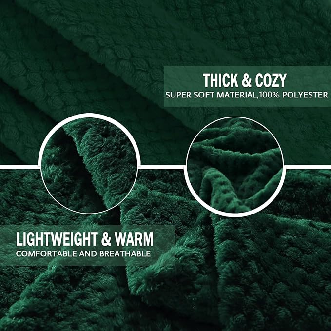 Exclusivo Mezcla Soft Waffle Fleece Bed Blanket King Size, Green | Lightweight Plush Blanket for Bed, Bedroom, Cozy Flannel with Waffle Texture, Stylish Home Decor, All Season, 104x90 Inches