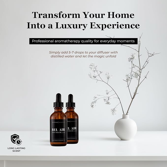 Mavwicks Fragrances Diffuser Oil (Bel-Aire) – 2oz Premium Essential Oil Blend for Aromatherapy Diffusers, Long-Lasting Luxury Home Fragrance for Living Room, Bedroom, Office, Bathroom & Hotel