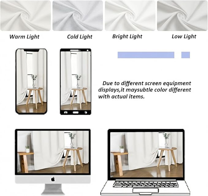 Simplebrand Ava Ivory Light Filtering Curtains for Bedroom 63 Inch Length 2 Panels Set, Privacy Thermal Insulated Rod Pocket Door Window Curtains for Patio French Door Front Door, W40 x L63 Inch