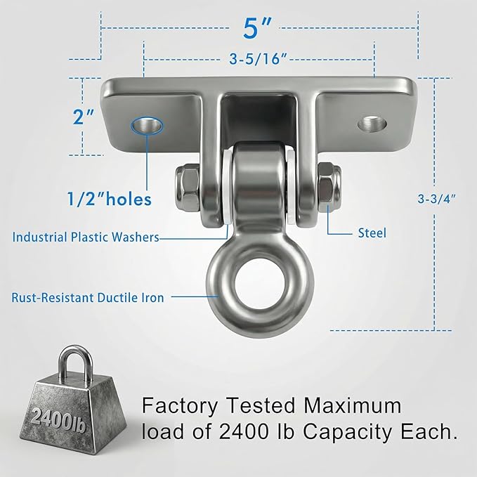 Swing Sets Brackets Heavy Duty - 2 A-Frame End Swing Set Brackets and 4 Swing Hangers with Mounting Hardware, Swing Brackets Fits 4x4 Legs & 4x6 Beam, Backyard Playground Porch Swing Set Kit