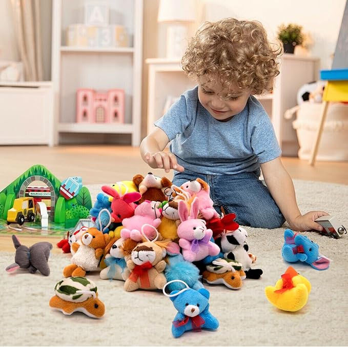 24 Pack Small Stuffed Animals Bulk Gifts for Kids (2.3/2"-2.5/3.5" Each), Party Favors Toys for Girls, Easter Basket Stuffers Christmas Stocking Plushies (24PCS)