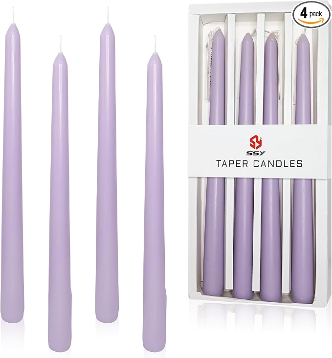 4 PCS Scented Taper Candles Purple 10 inch Long Candle Sticks Soothing Lavender Fragrance Smokeless Tapered Candle for Wedding Decor,Festival and Special Occasions