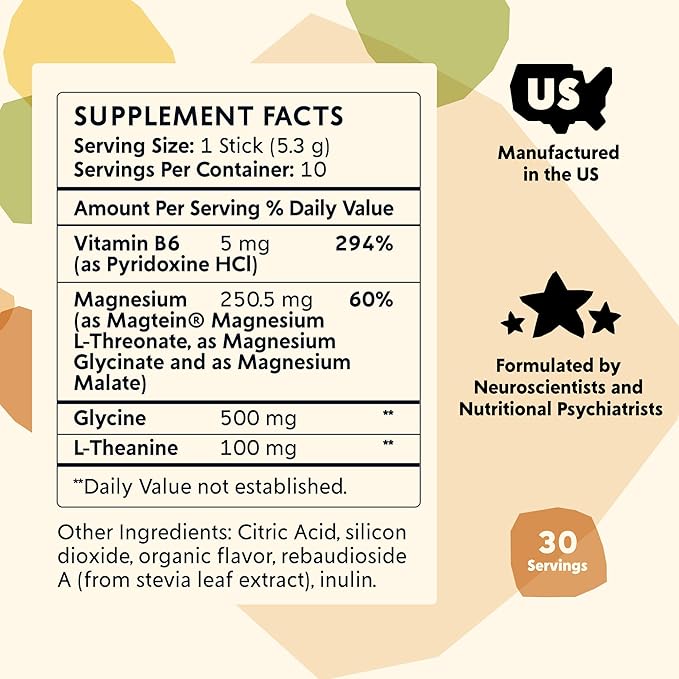 PYM Mood Magnesium Powder Packets (10-Servings) Magtein Magnesium L-Threonate, Magnesium Glycinate & Malate, Yuzu Citrus | Aid & Mood Support Supplement for Stress | Cortisol Reducer