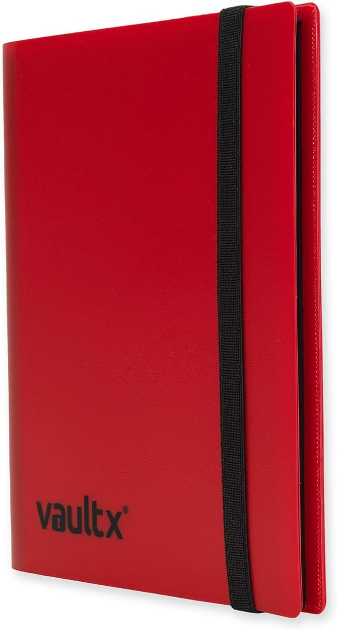 Vault X 4 Pocket Standard Strap Binder, Holds 160 Trading Cards in 20 Side-Loading Pages (Red)