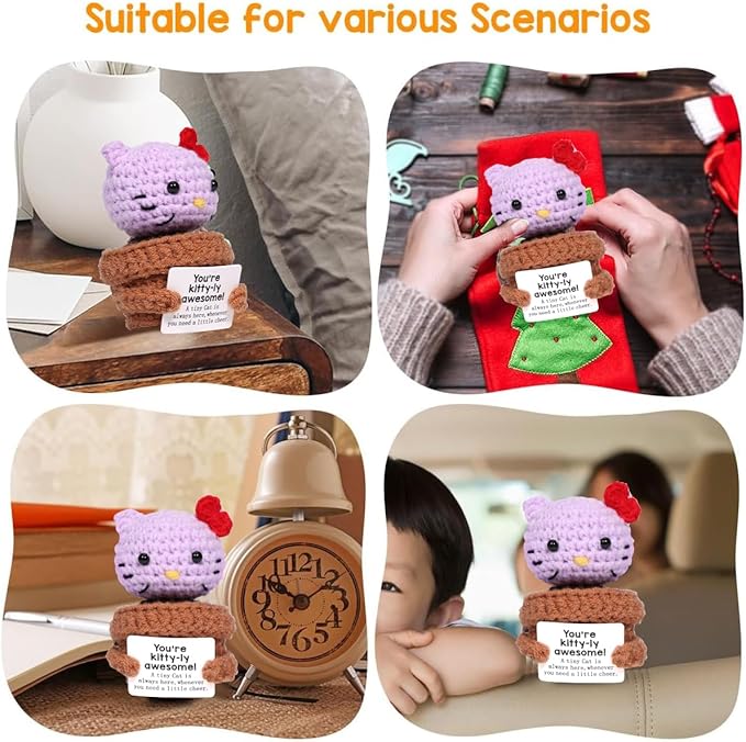 AICase Kitty Stuff Inspirational Crochet Positive Cat Emotional Support Nuggets Kawaii Handmade Cheer Funny Gifts for Women/Mon Friend Girls Coworker Birthday Gifts Trendy Stuff