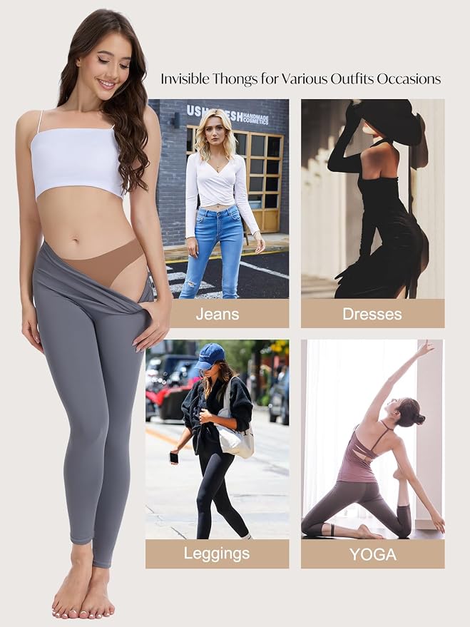 Seamless Camel Toe Thongs for Women Invisible Cameltoe Thong Panty Liners No Show Workout G-Strings Underwear
