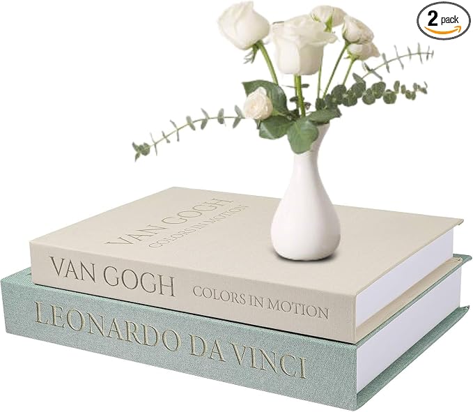 SUPERNIGHT Aesthetic Decorative Books for Home Decor, Set of 2 Linen Boxs | Storage Boxes for Living Room, Office, Coffee Table Decor, Elegant Fake/Faux Books, Hide Photo, Keepsake