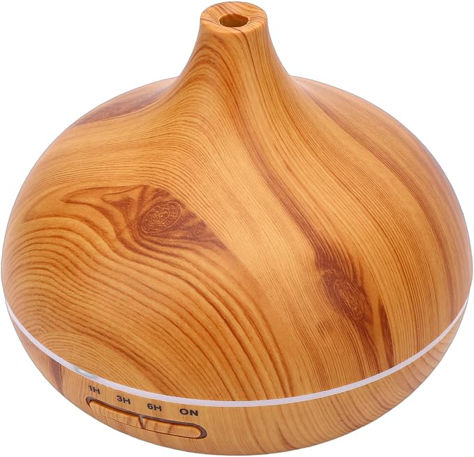 ZJchao Aromatherapy Diffuser Humidifier Silent Wood Grain USB Essential Oil Diffuser with Remote Control 550ml for Home Office Bedroom