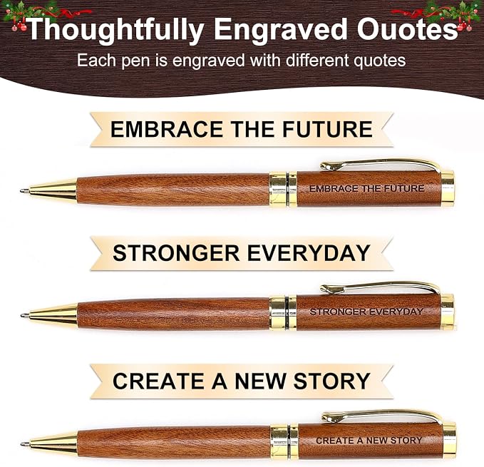Renawe Farewell Gifts for Coworkers Leaving Job Goodbye Gift Wood Engraved Pen Set New Beginnings Gifts for Women Men Retirement Going Away Gift for Friends Moving Divorce Breakup Good Luck Pens