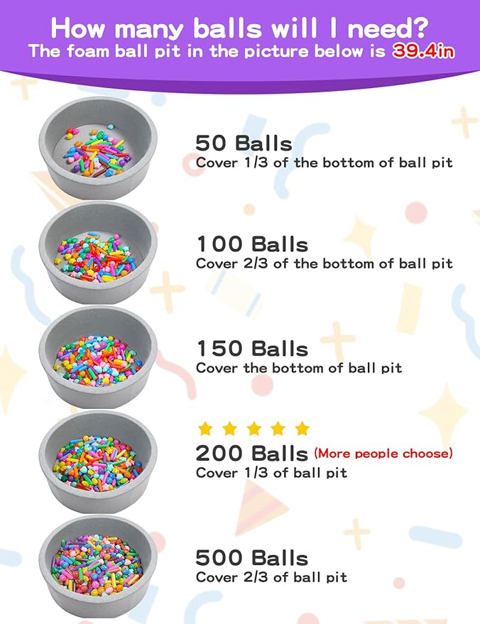 STARBOLO Ball Pit Balls for Toddlers - Macaron Ball Pit Balls Crush Proof Plastic Toy Balls for Toddlers Ball Pits, Ball Pit Play Tent, Baby Pool Water Toys,500pcs
