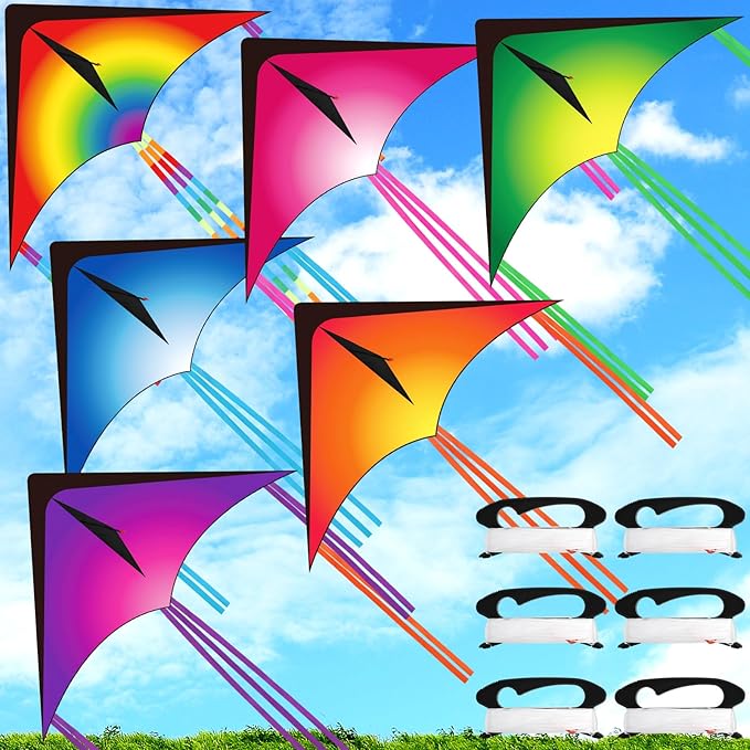 Halloscume Large Delta Kites for Adults Easy to Fly 57.1 Inch with 328.1 ft String Rainbow Beach Delta Kites for Beginner Outdoor Supplies(Novel)