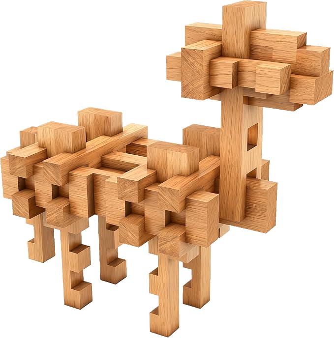 Animal Camel Educational Wooden Building Blocks - 37 Pcs Assembled into More Different Shapes, STEM Toy Gift for Kids, Learning Toys for Ages 3+