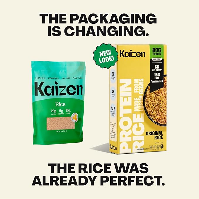 Kaizen Low Carb Rice, 20g High Protein, 6g Net Carb, Variety 8 Oz (3-Pack) | High Fiber 15g, Gluten-Free, Keto-Friendly, Plant-Based Lupini Orzo, Non-GMO, Kosher, Protein Base for Bowls