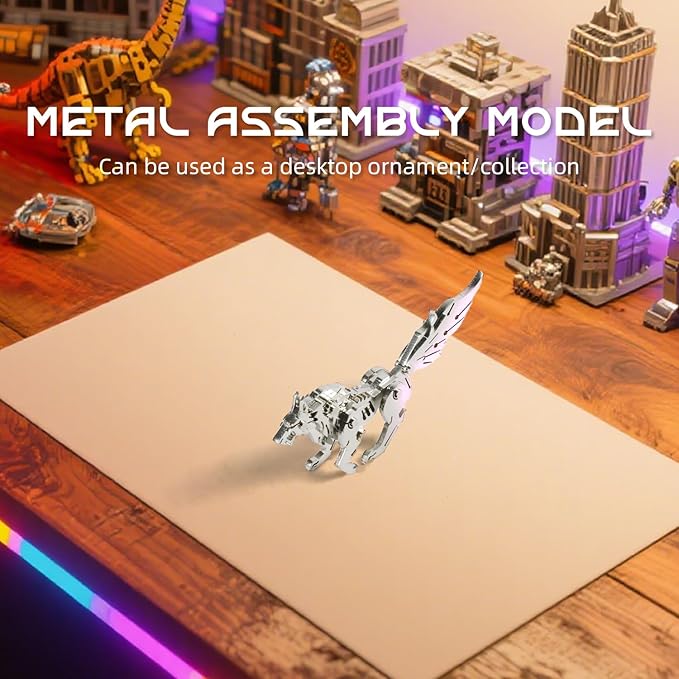 3D Metal Puzzle Wolf Model for Adults, DIY Wild Wolf Building Model Kit with Tool, Metal Mini Figurines for Man or 3D Building Enthusiasts Gift