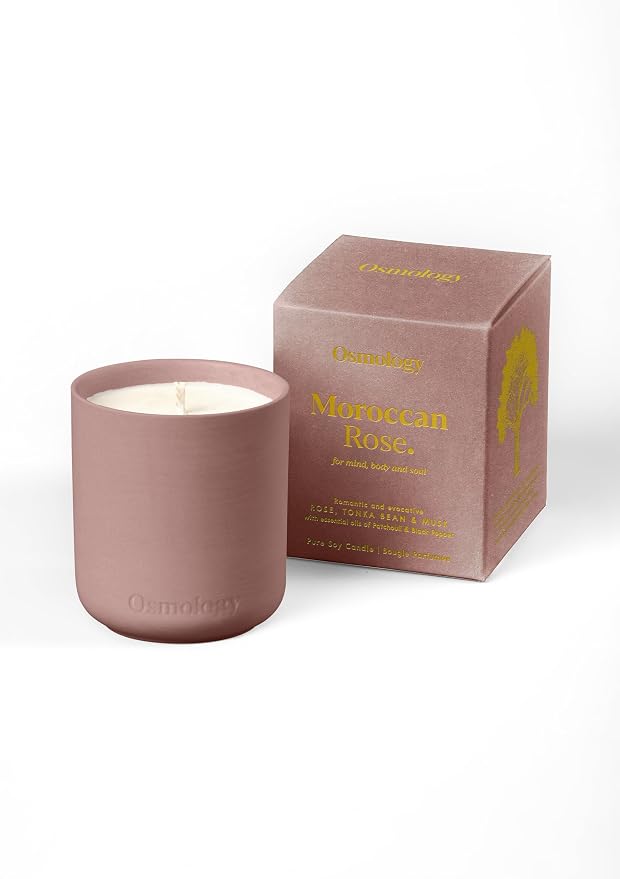Moroccan Rose Aromatherapy Candle – Rose, Tonka Bean & Musk Scented Candle, Plant-Based Wax, Mini 4.5 oz, 15 Hour Burn Time, Floral & Musky Candle