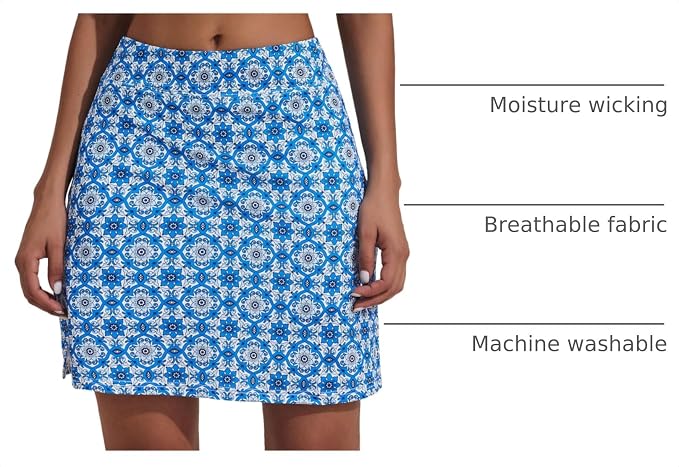 Ekouaer Women's Active Performance Skort Lightweight Skirt for Golf Tennis | Built-in Shorts, A Line, High Waisted, Tummy Control, Pickleball, Running, Workout, Sports, Skorts for Woman