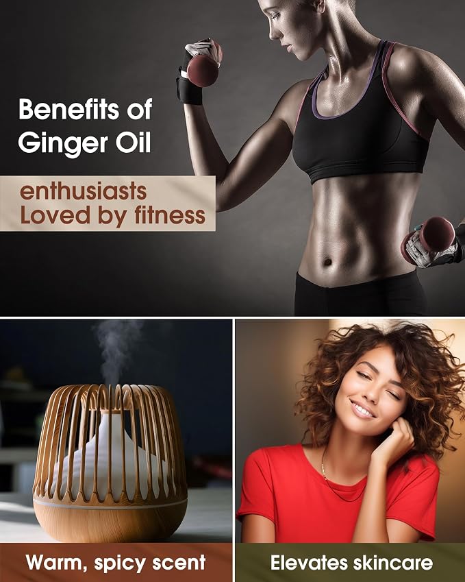 Ginger Root Essential Oil - 10 mL (1/3 oz) - Pure, Natural, Therapeutic Grade - for Diffuser, Massage, Skin & Hair Care - Warm and Spicy Aroma