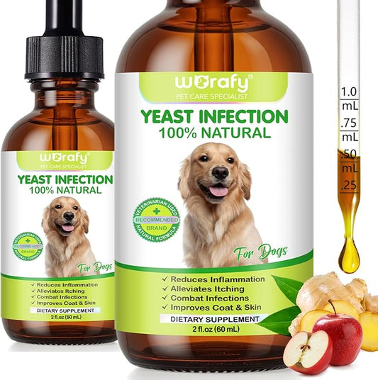 Natural Dog Yeast Infection Treatment for Itchy Skin, Ears & Paws, Soothes Irritation & Relieves Discomfort from Allergies, Supports Healthy Itch Relief, Improves Coat & Skin, Herbal Supplement Drops