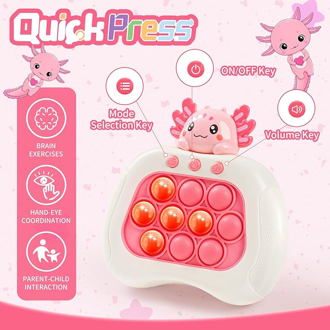 Valentines Day Cards with Axolotl Pop Game Fidget Toy,Valentines Day Gifts for Kids,Quick Push Game Pop Bubble Up Toys,Axolotl Gifts Teen Girl Trendy Stuff Valentine School Classroom Exchange